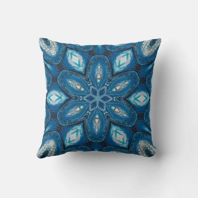 Blue Kaleidoscope Throw Pillow Kussen (Achterkant)