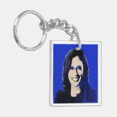 Blue Kamala Harris Pop Art Sleutelhanger (Voorkant Links)