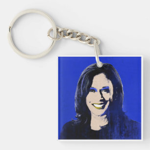 Blue Kamala Harris Pop Art Sleutelhanger
