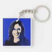 Blue Kamala Harris Pop Art Sleutelhanger (Achterkant)