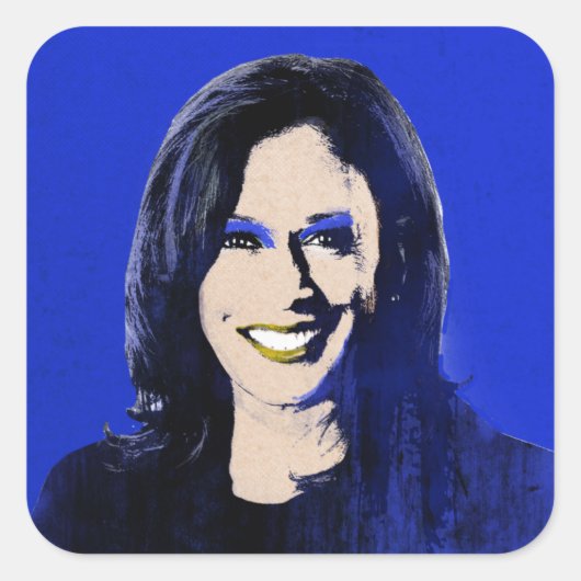 Blue Kamala Harris Pop Art Vierkante Sticker (Voorkant)