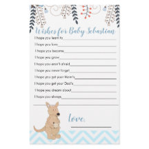 Blue Kangaroo Boho Boy Baby shower wenst Baby
