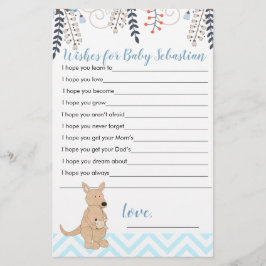 Blue Kangaroo Boho Boy Baby shower wenst Baby