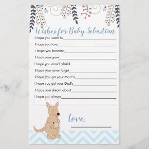 Blue Kangaroo Boho Jongen Baby Shower Wensen voor