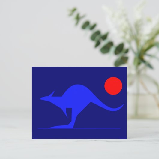 Blue Kangaroo Briefkaart (Staand voorkant)