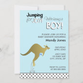 Blue Kangaroo Jumping for Joy Boy baby shower Kaart (Voorkant)