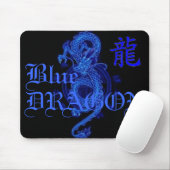 Blue Kanji Dragon Letter Mousepad Muismat (Met muis)