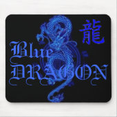 Blue Kanji Dragon Letter Mousepad Muismat (Voorkant)