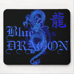 Blue Kanji Dragon Letter Mousepad Muismat