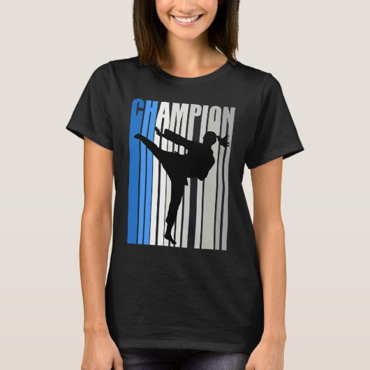 Blue Karate Champion Girls Birthday Competition Te T-shirt (Voorkant)