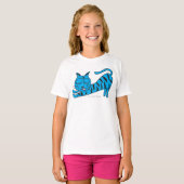 Blue Kat Stretch Girl T-Shirt (Voorkant volledig)