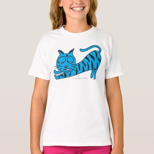 Blue Kat Stretch Girl T-Shirt (Voorkant)