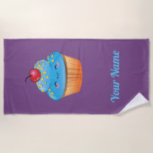 Blue Kawaii Cupcake Beach Towel Strandlaken (Voorkant)