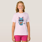 Blue Kawaii Kitten T-shirt (Voorkant volledig)