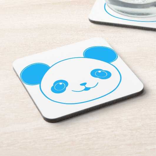Blue Kawaii Panda Bear Bier Onderzetter (Linkerzijde)