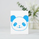 Blue Kawaii Panda Bear Briefkaart (Staand voorkant)
