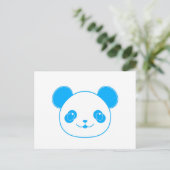 Blue Kawaii Panda Bear Briefkaart (Staand voorkant)