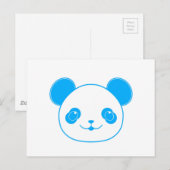 Blue Kawaii Panda Bear Briefkaart (Voorkant / Achterkant)