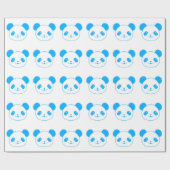 Blue Kawaii Panda Bear Cadeaupapier (Vlak)