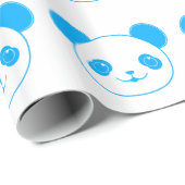 Blue Kawaii Panda Bear Cadeaupapier (Rol Hoek)