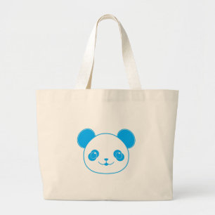 Blue Kawaii Panda Bear Grote Tote Bag