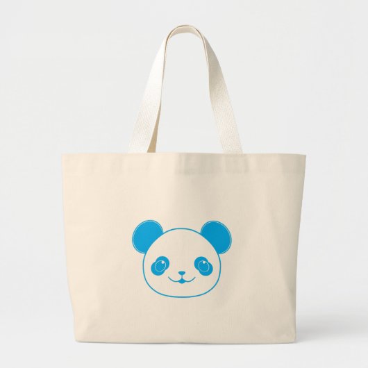 Blue Kawaii Panda Bear Grote Tote Bag (Voorkant)