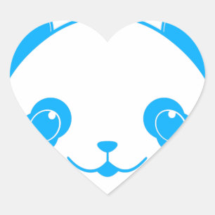 Blue Kawaii Panda Bear Hart Sticker