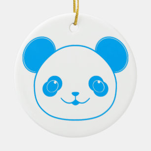 Blue Kawaii Panda Bear Keramisch Ornament