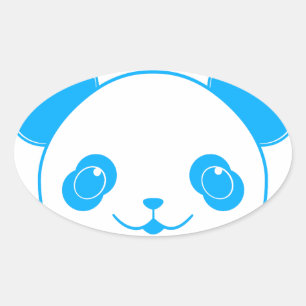Blue Kawaii Panda Bear Ovale Sticker