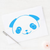 Blue Kawaii Panda Bear Ovale Sticker (Envelop)