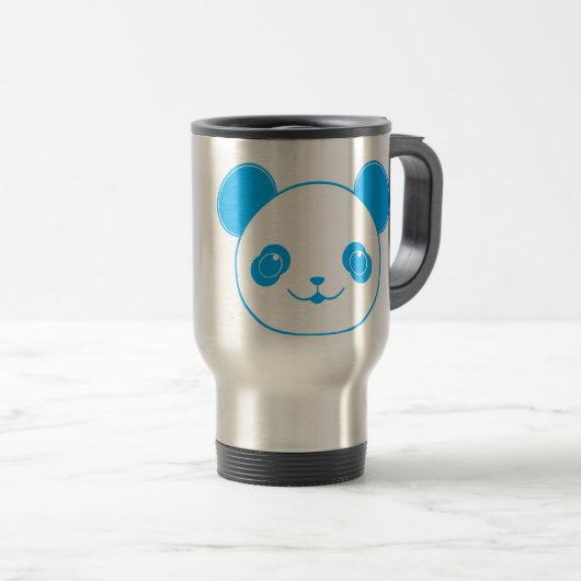 Blue Kawaii Panda Bear Reisbeker (Voorkant rechts)