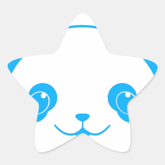 Blue Kawaii Panda Bear Ster Sticker (Voorkant)