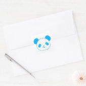 Blue Kawaii Panda Bear Vierkante Sticker (Envelop)