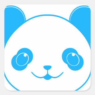 Blue Kawaii Panda Bear Vierkante Sticker