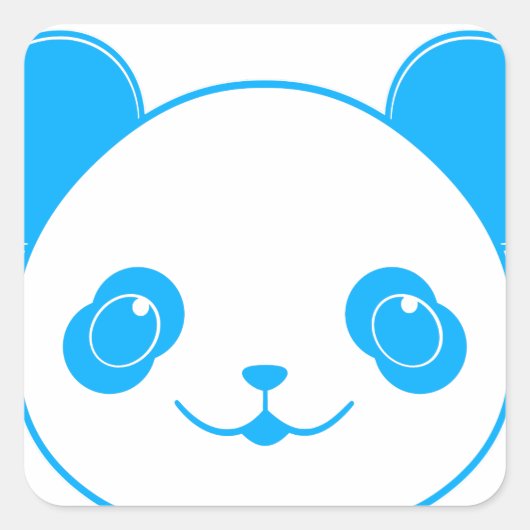 Blue Kawaii Panda Bear Vierkante Sticker (Voorkant)