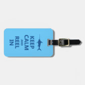 Blue Keep Calm en Reel in Bagagelabel (Voorkant horizontaal)