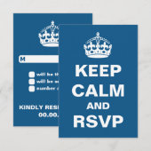 Blue Keep Calm Wedding RSVP (Voorkant / Achterkant)