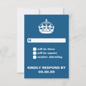 Blue Keep Calm Wedding RSVP Kaartje (Achterkant)
