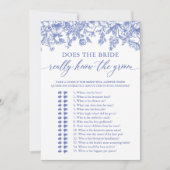 Blue kent de bruid echt het bruidegom spel kaart (Voorkant)