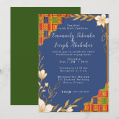 Blue Kente bruiloft uitnodiging, Afrocentrisch Uit Kaart (Voorkant / Achterkant)