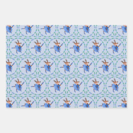 Blue Kerst Dancer het Rendier Ballerina Inpakpapier Vel