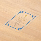 Blue Key Grieks orthodox Christening Boy Baptisme Acryl Uitnodigingen (Laagn)