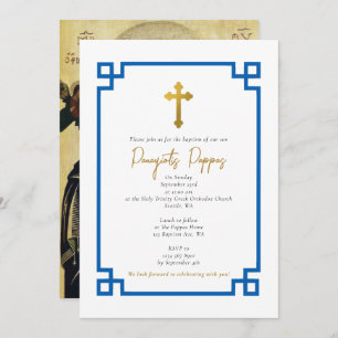 Blue Key Grieks orthodox Christening Boy Baptisme Kaart