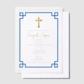 Blue Key Grieks orthodox Christening Boy Baptisme Vellum Uitnodigingen (Offset)