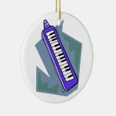 Blue Keytar portable 80s toetsenbordpiano-afbeeldi Keramisch Ornament (Rechts)