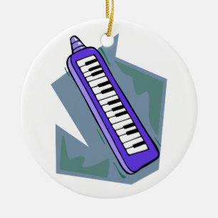 Blue Keytar portable 80s toetsenbordpiano-afbeeldi Keramisch Ornament