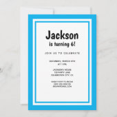 Blue Kids Verjaardagsfeestuitnodiging Kaart (Voorkant)