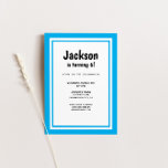 Blue Kids Verjaardagsfeestuitnodiging Kaart<br><div class="desc">Een tijdloos ontwerp in sereen blauw en wit, geaccentueerd door een stijlvolle dubbele blauwe rand. Perfect gemaakt voor een bijzondere dag van een kind, deze uitnodiging straalt eenvoud en klassieke charme uit. Met zijn schone en uitnodigende esthetiek is maatwerk een fluitje van een cent, zodat u een persoonlijke touch aan...</div>