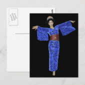 Blue Kimono Geisha Briefkaarten (Voorkant / Achterkant)