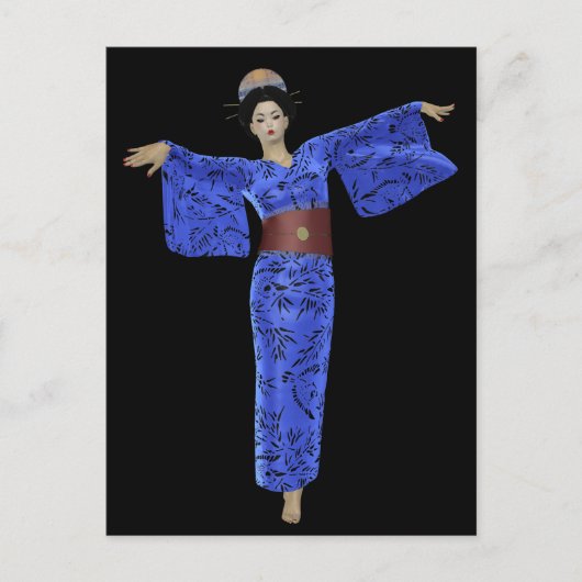 Blue Kimono Geisha Briefkaarten (Voorkant)